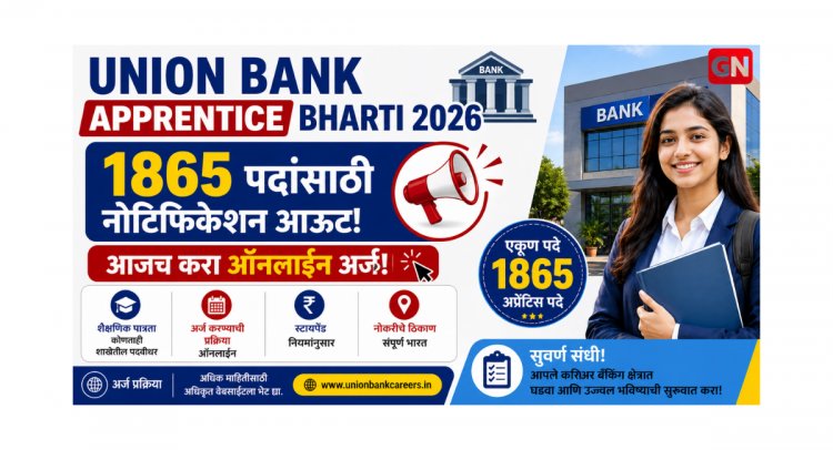Union Bank Apprentice Bharti 2026: 1865 पदांसाठी नोटिफिकेशन आऊट, आजच करा ऑनलाइन अर्ज
